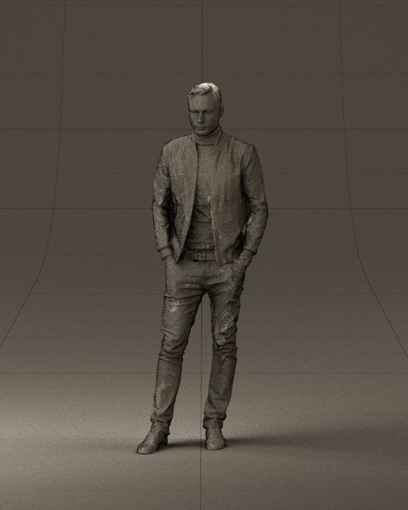 Man in gray clothes inside white jacket 0871 3D Print Ready 3D print model_35