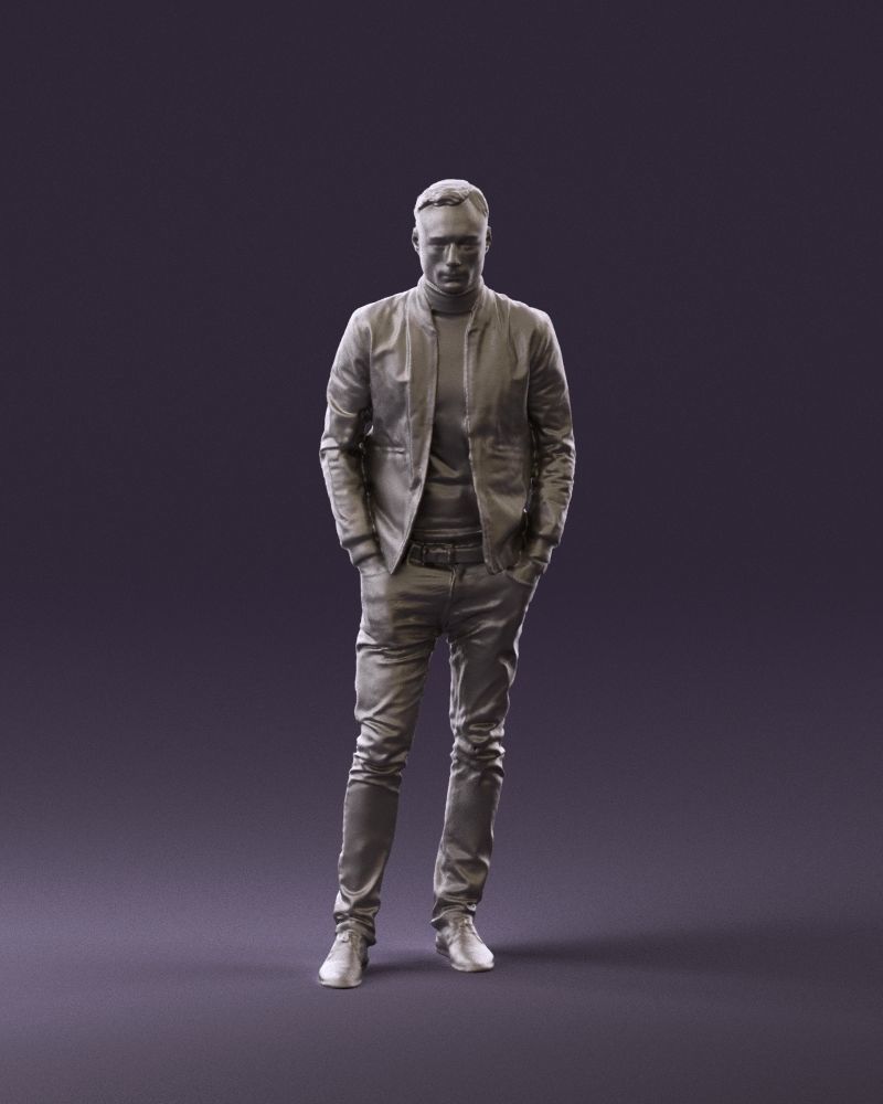 Man in gray clothes inside white jacket 0871 3D Print Ready 3D print model_1