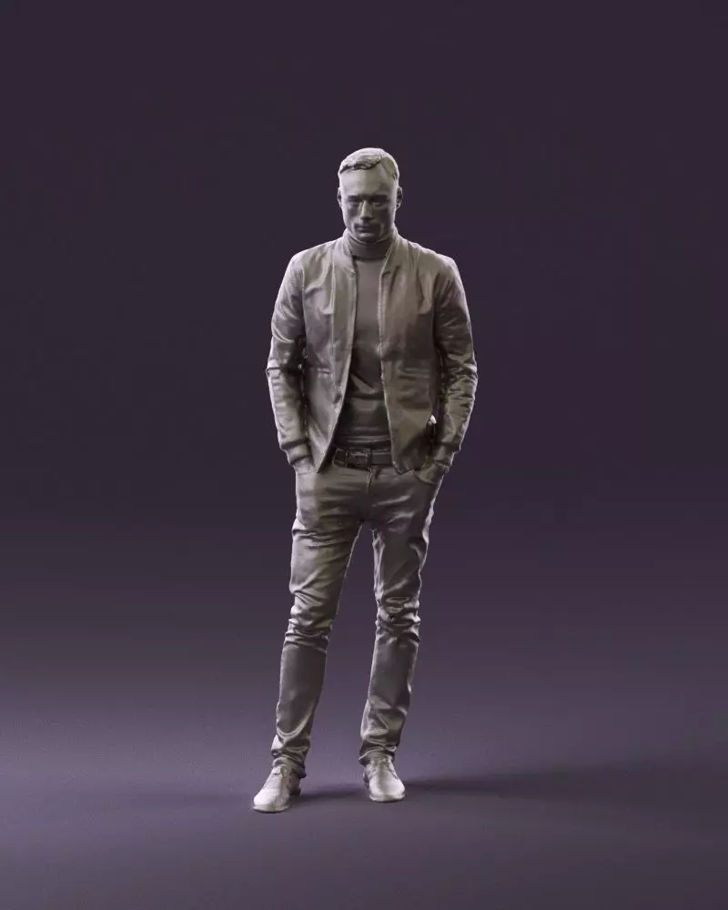 Man in gray clothes inside white jacket 0871 3D Print Ready 3D print model_0
