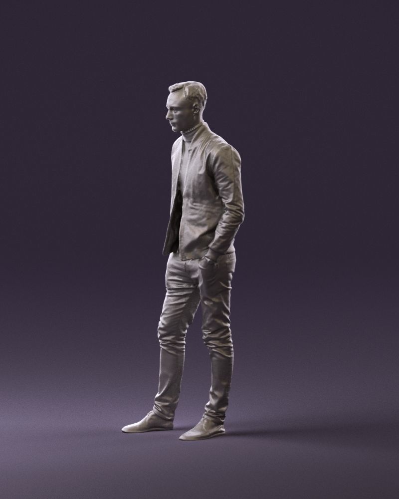 Man in gray clothes inside white jacket 0871 3D Print Ready 3D print model_9