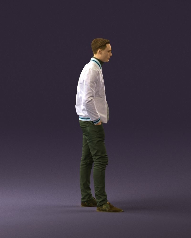 Man in gray clothes inside white jacket 0871 3D Print Ready 3D print model_16