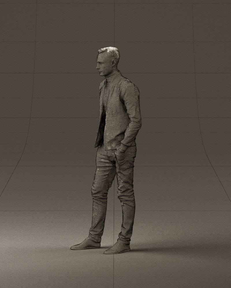 Man in gray clothes inside white jacket 0871 3D Print Ready 3D print model_33