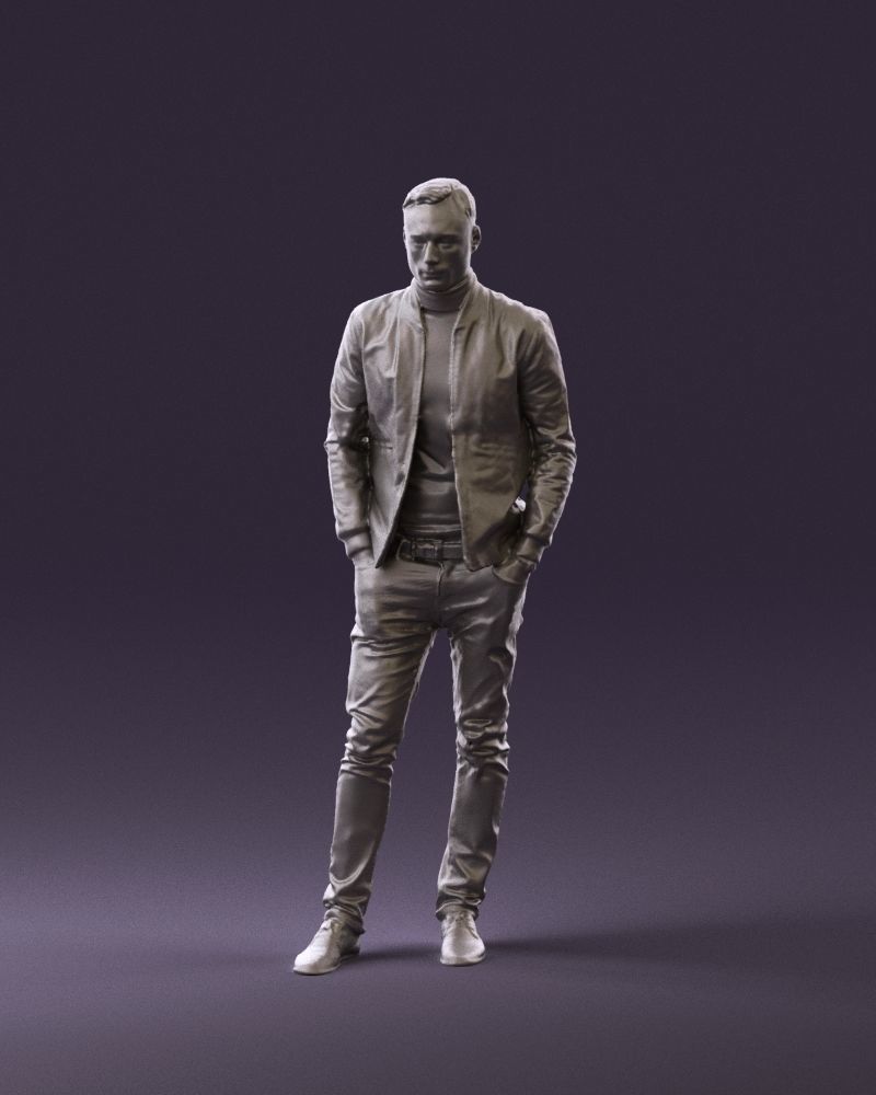 Man in gray clothes inside white jacket 0871 3D Print Ready 3D print model_11