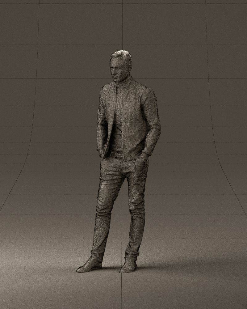 Man in gray clothes inside white jacket 0871 3D Print Ready 3D print model_34