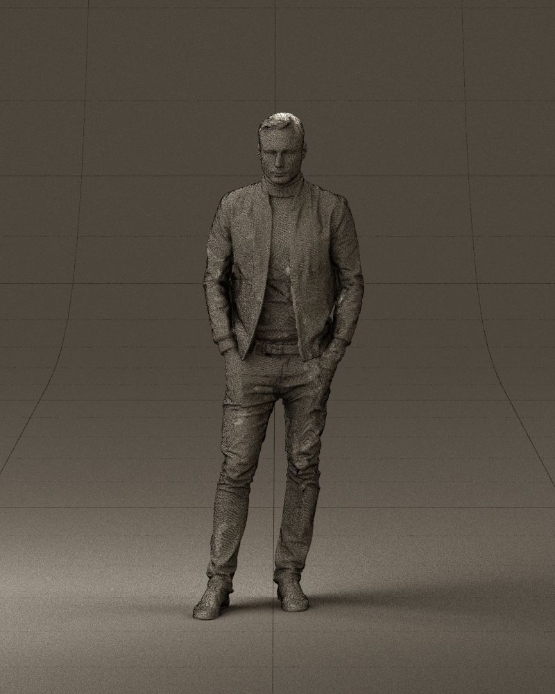 Man in gray clothes inside white jacket 0871 3D Print Ready 3D print model_24