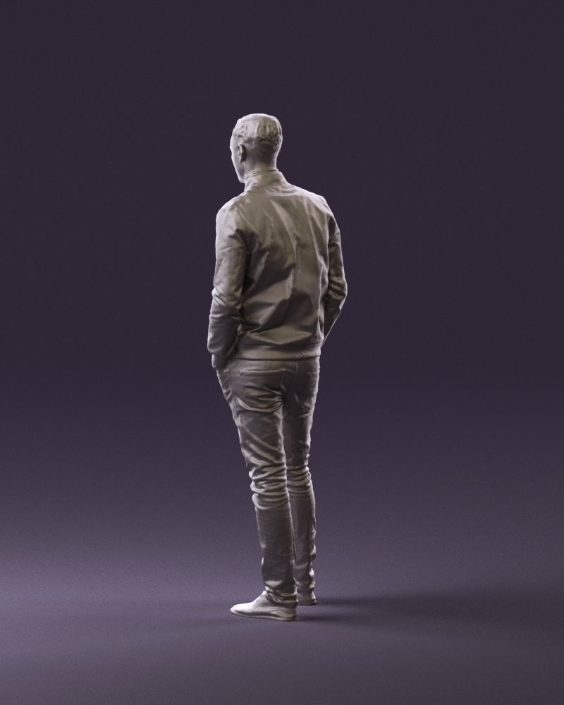 Man in gray clothes inside white jacket 0871 3D Print Ready 3D print model_7