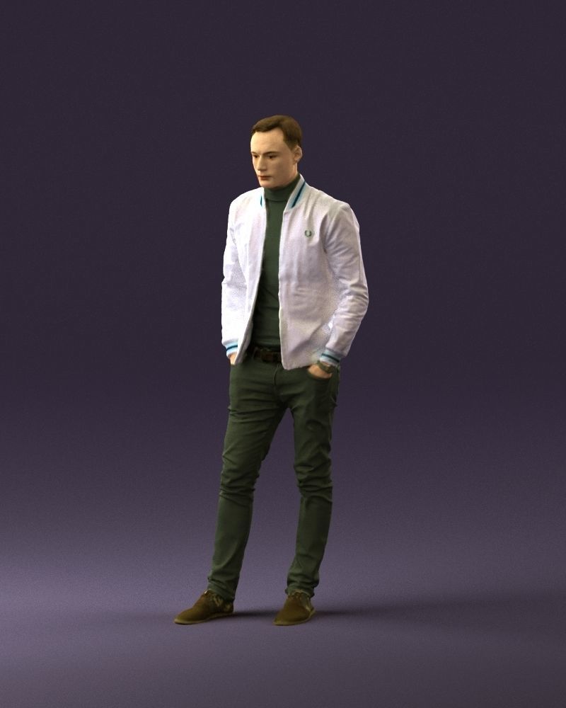 Man in gray clothes inside white jacket 0871 3D Print Ready 3D print model_22