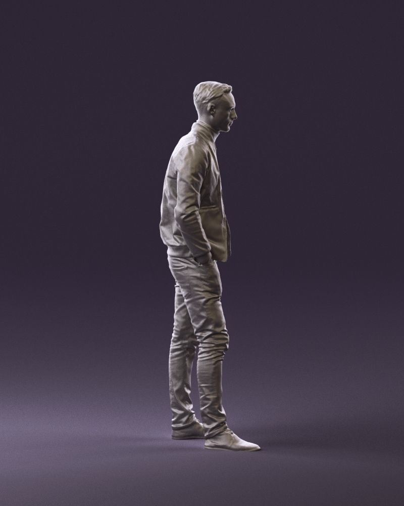 Man in gray clothes inside white jacket 0871 3D Print Ready 3D print model_4