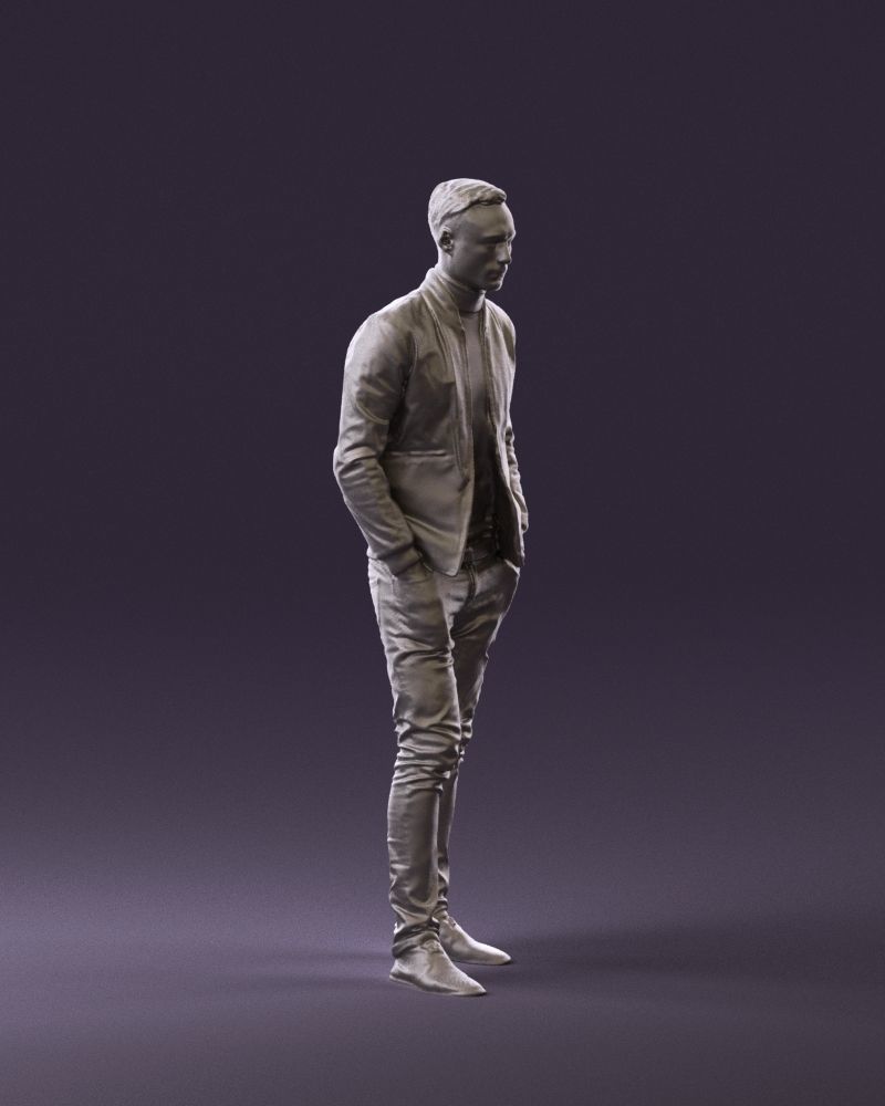 Man in gray clothes inside white jacket 0871 3D Print Ready 3D print model_3