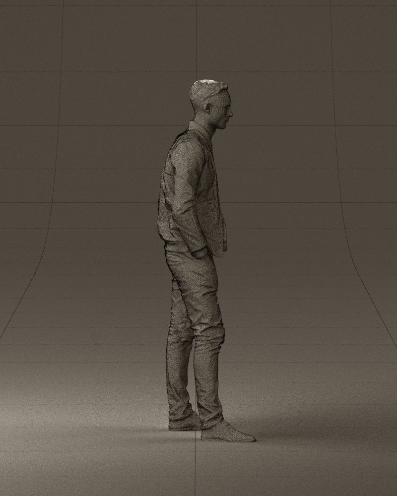 Man in gray clothes inside white jacket 0871 3D Print Ready 3D print model_28