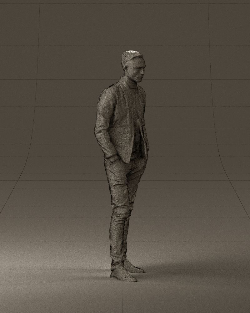 Man in gray clothes inside white jacket 0871 3D Print Ready 3D print model_27