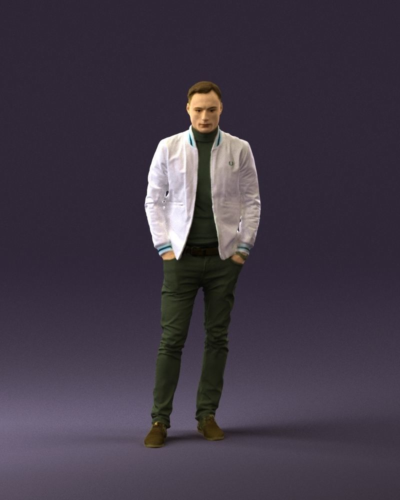 Man in gray clothes inside white jacket 0871 3D Print Ready 3D print model_13