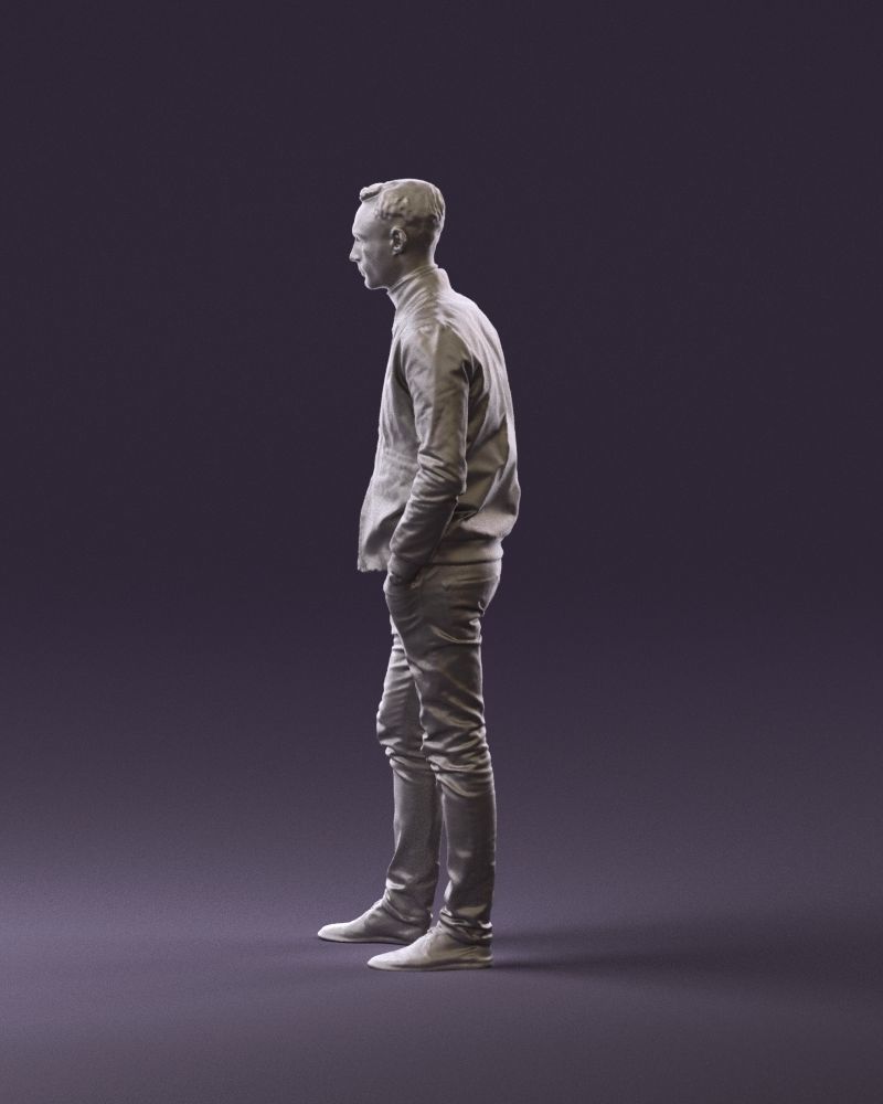 Man in gray clothes inside white jacket 0871 3D Print Ready 3D print model_8