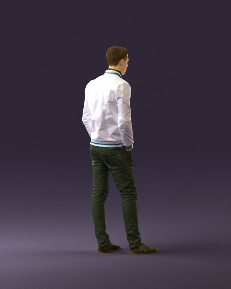 Man in gray clothes inside white jacket 0871 3D Print Ready 3D print model_17