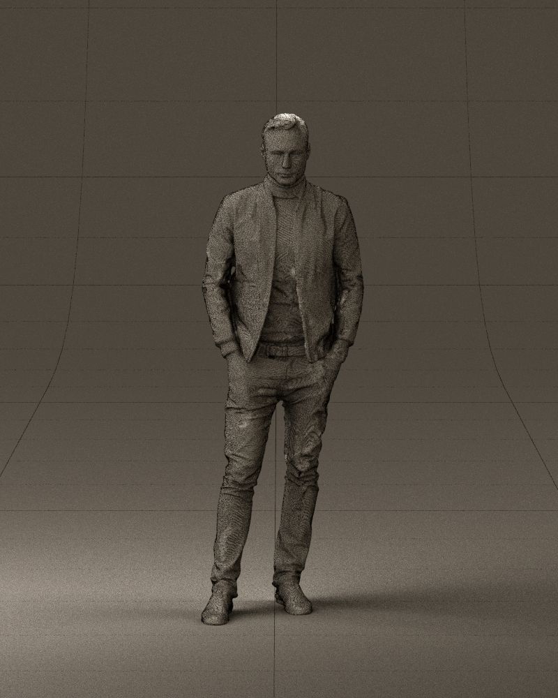 Man in gray clothes inside white jacket 0871 3D Print Ready 3D print model_25