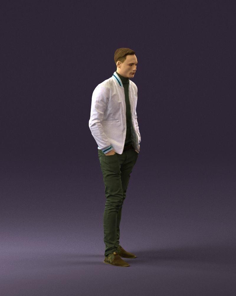 Man in gray clothes inside white jacket 0871 3D Print Ready 3D print model_15