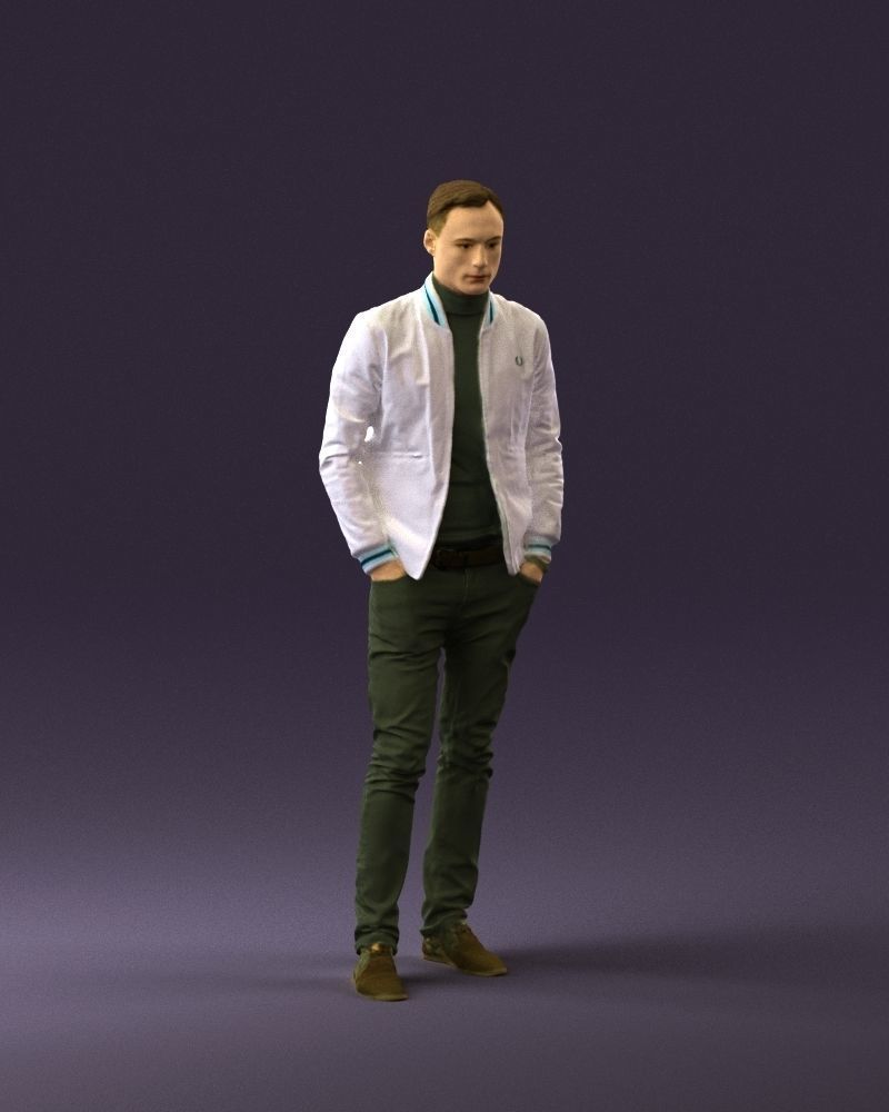 Man in gray clothes inside white jacket 0871 3D Print Ready 3D print model_14