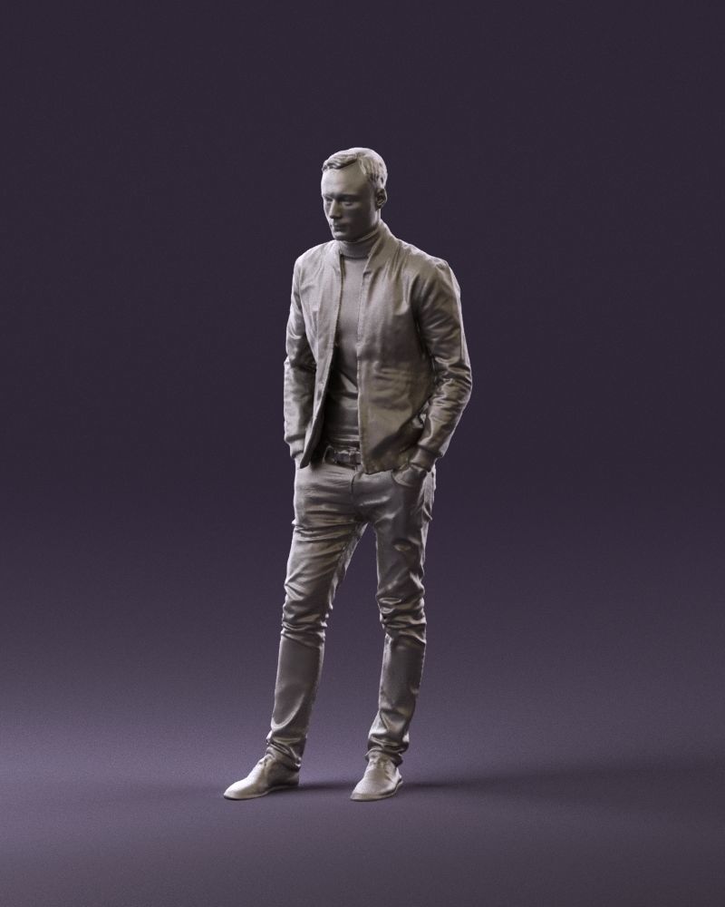 Man in gray clothes inside white jacket 0871 3D Print Ready 3D print model_10