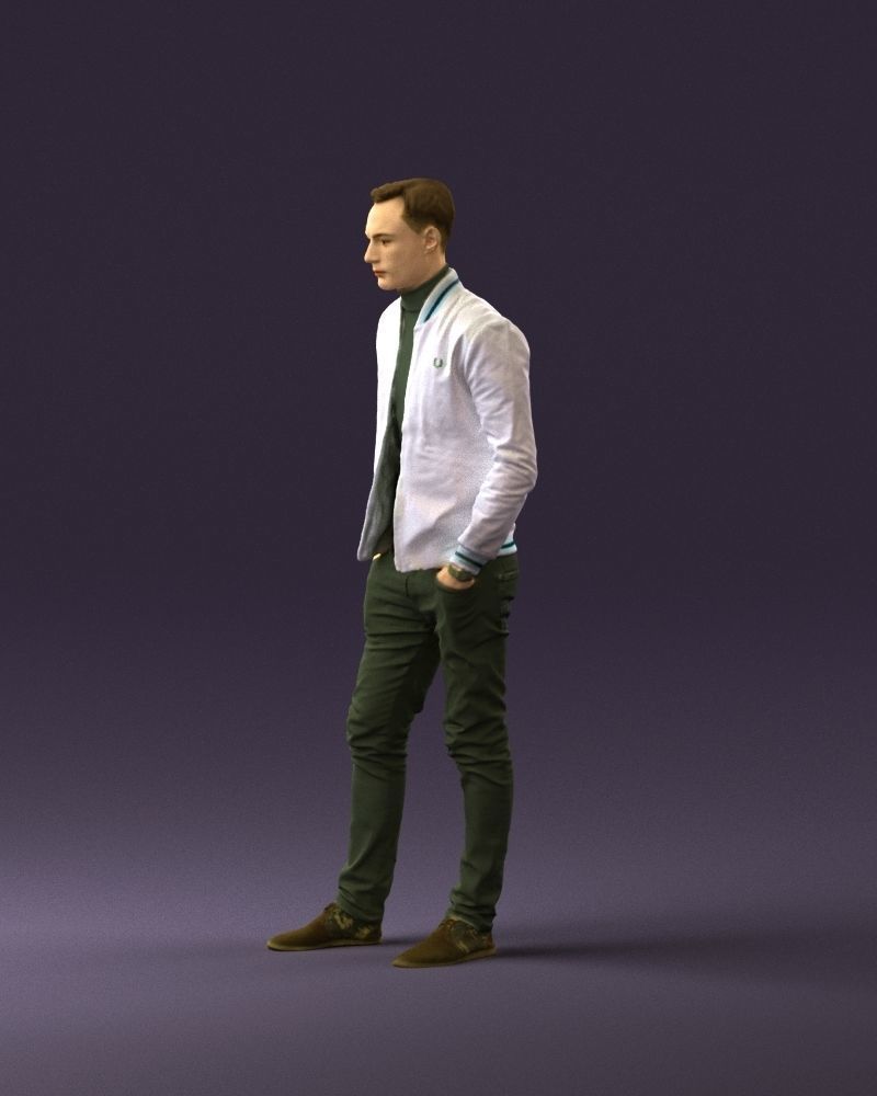 Man in gray clothes inside white jacket 0871 3D Print Ready 3D print model_21