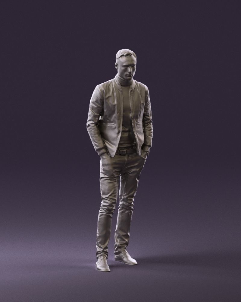 Man in gray clothes inside white jacket 0871 3D Print Ready 3D print model_2