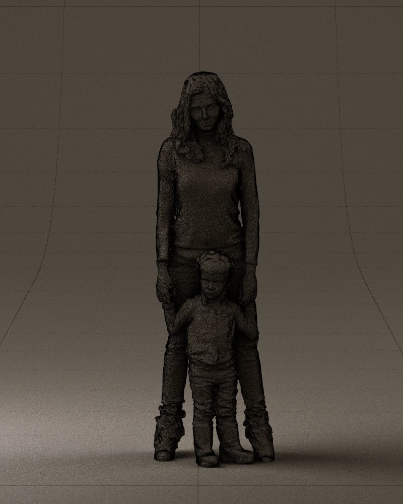 Woman with kid in winter style 0586 3D model_38