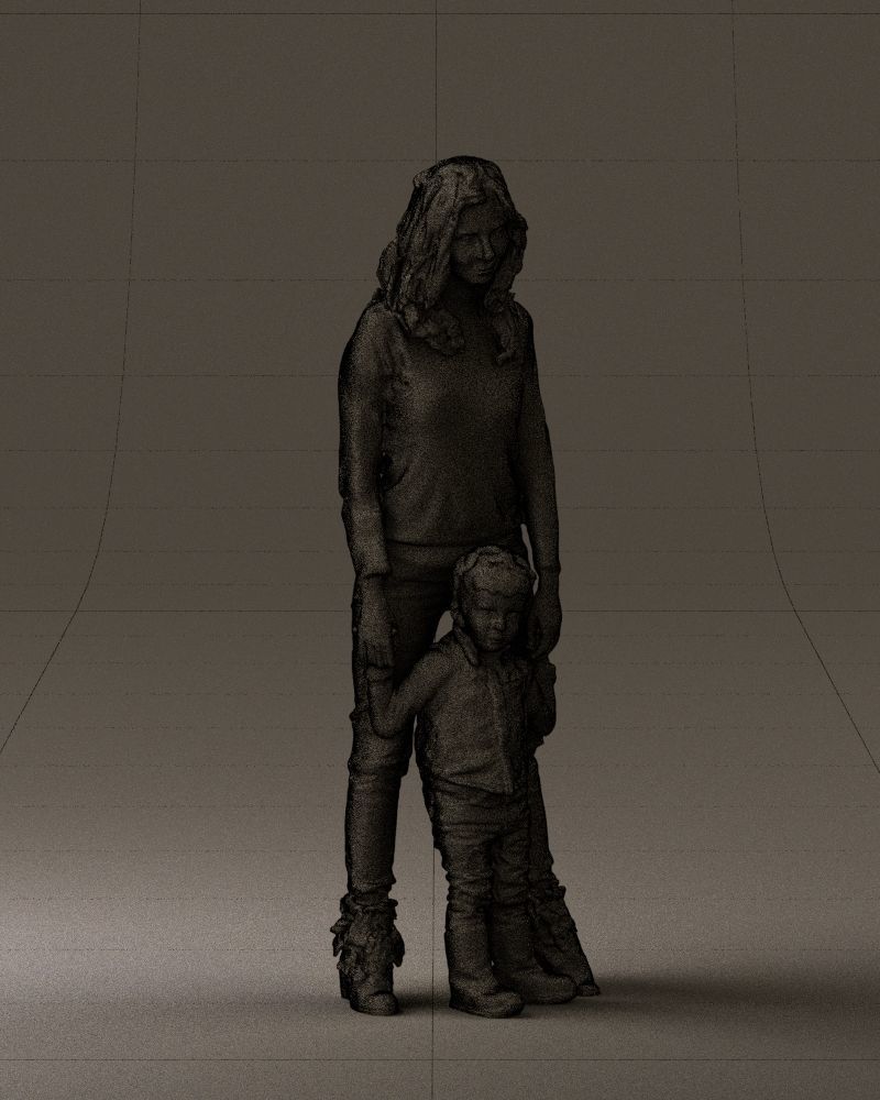 Woman with kid in winter style 0586 3D model_8