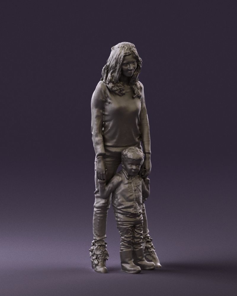 Woman with kid in winter style 0586 3D model_7