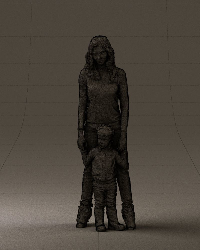 Woman with kid in winter style 0586 3D model_35