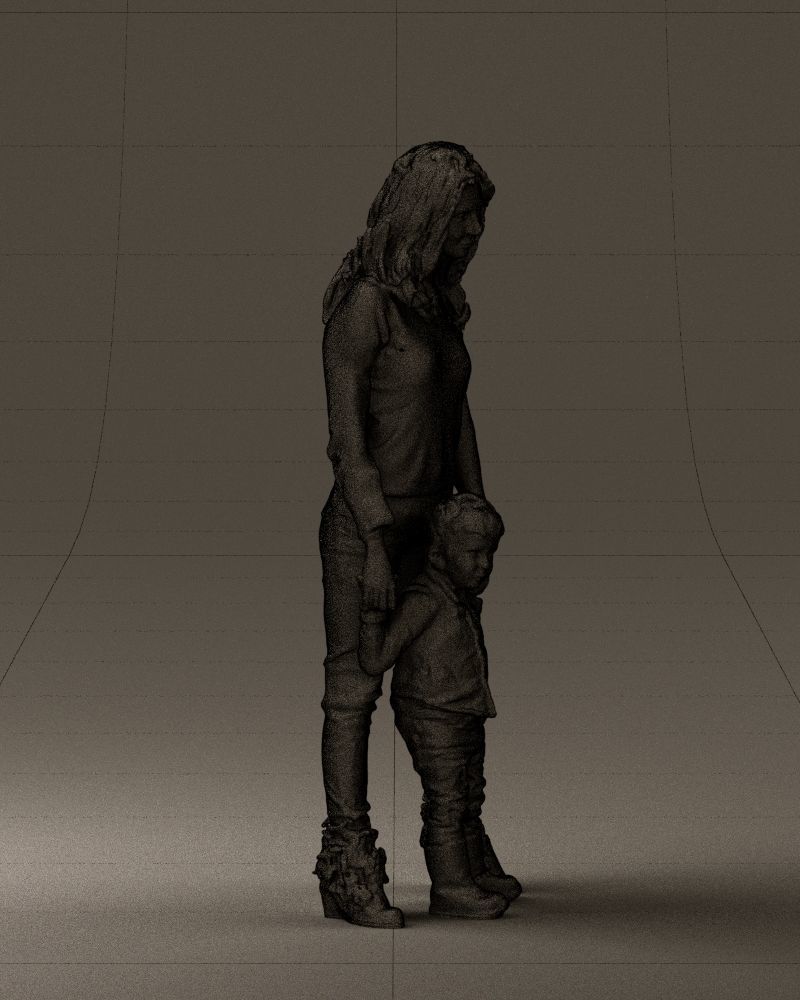 Woman with kid in winter style 0586 3D model_11