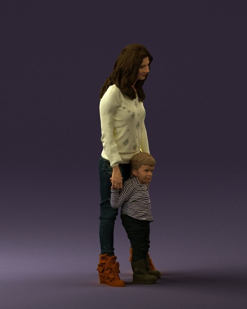 Woman with kid in winter style 0586 3D model_9