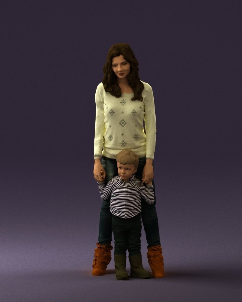 Woman with kid in winter style 0586 3D model_33