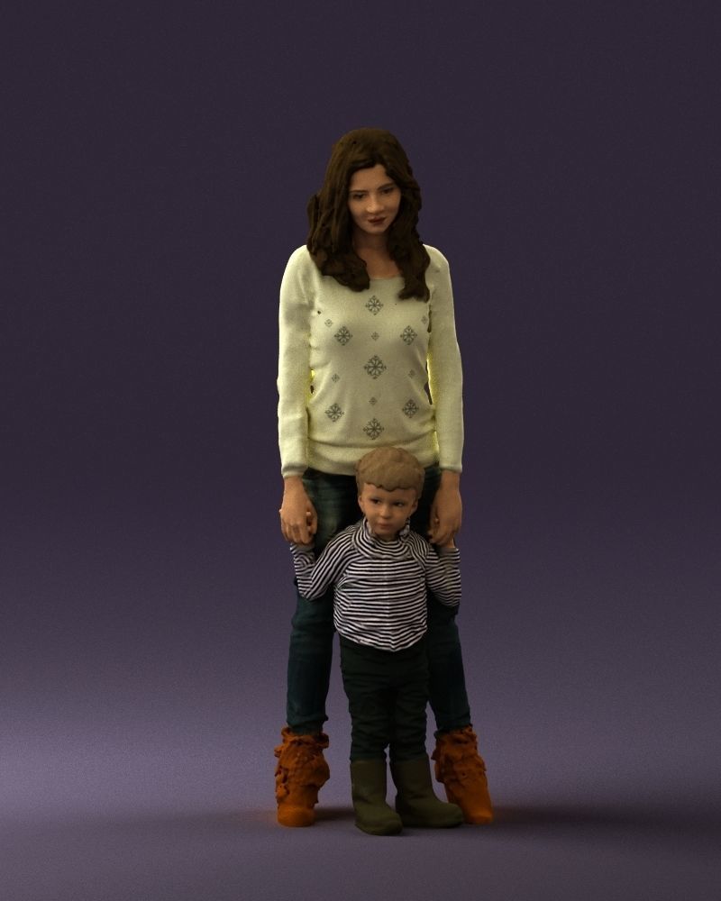 Woman with kid in winter style 0586 3D model_3
