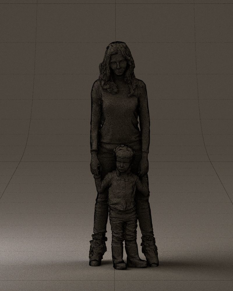 Woman with kid in winter style 0586 3D model_2