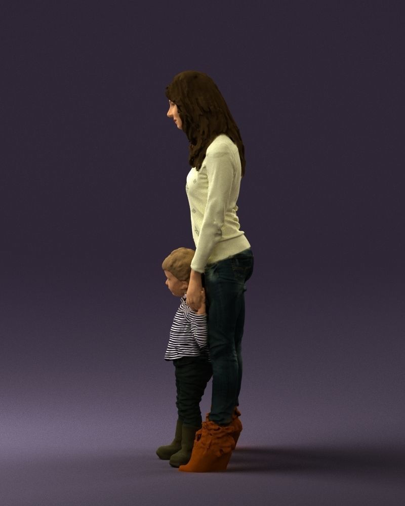 Woman with kid in winter style 0586 3D model_24