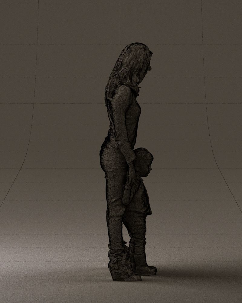 Woman with kid in winter style 0586 3D model_14
