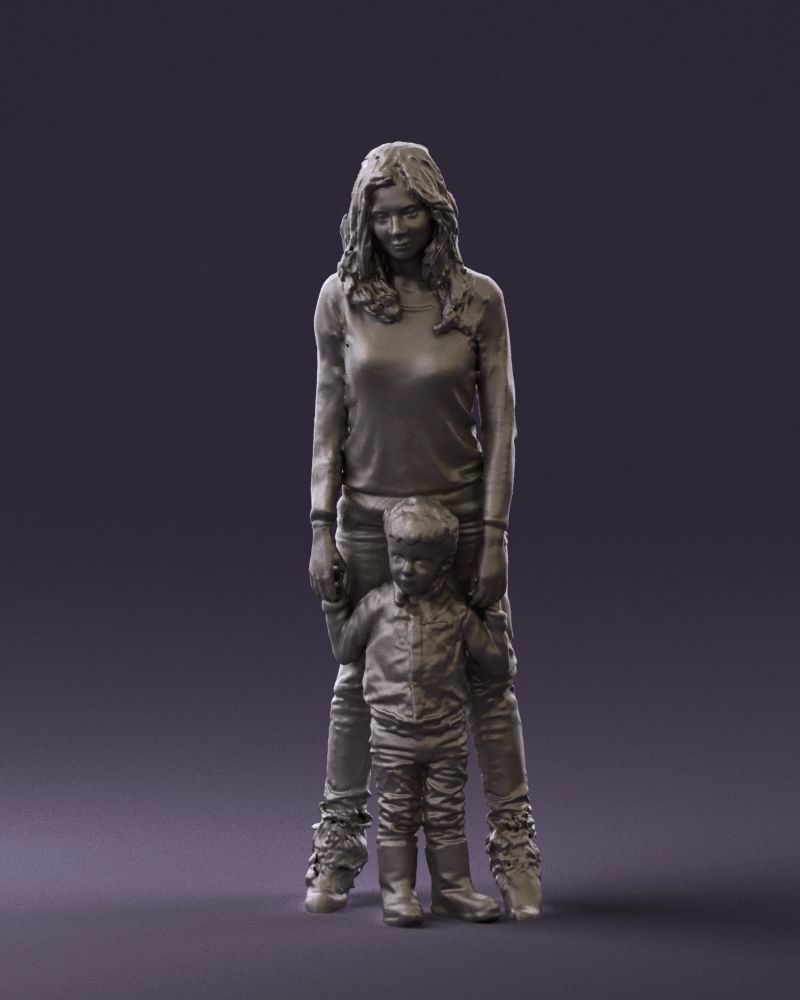 Woman with kid in winter style 0586 3D model_34