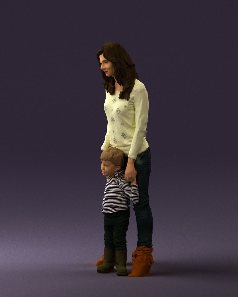 Woman with kid in winter style 0586 3D model_27