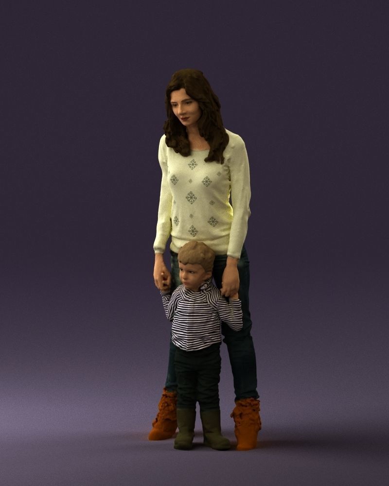 Woman with kid in winter style 0586 3D model_30