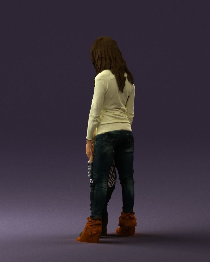 Woman with kid in winter style 0586 3D model_21