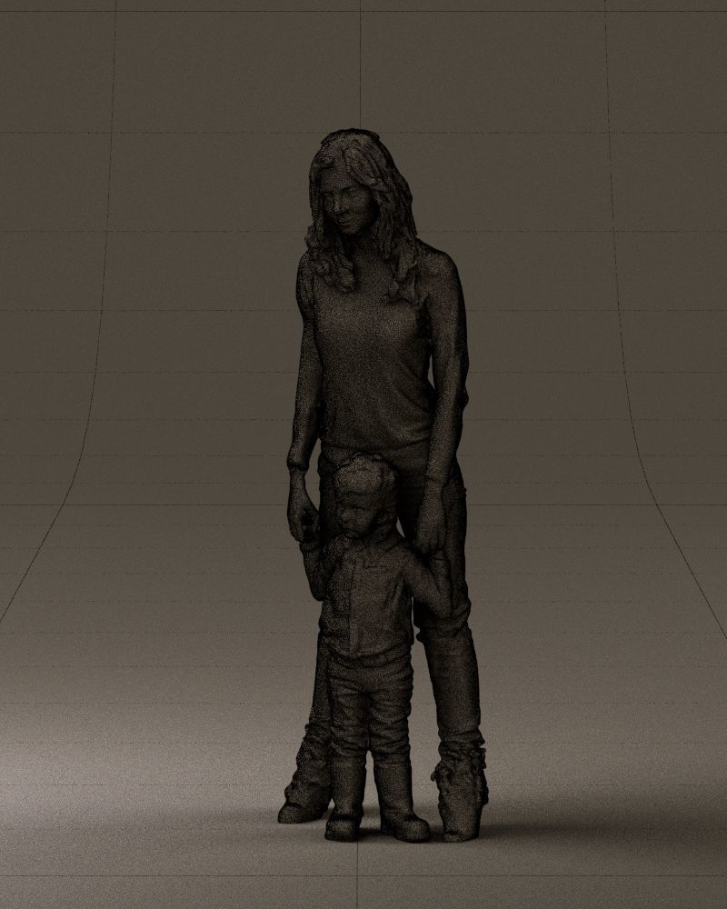 Woman with kid in winter style 0586 3D model_32
