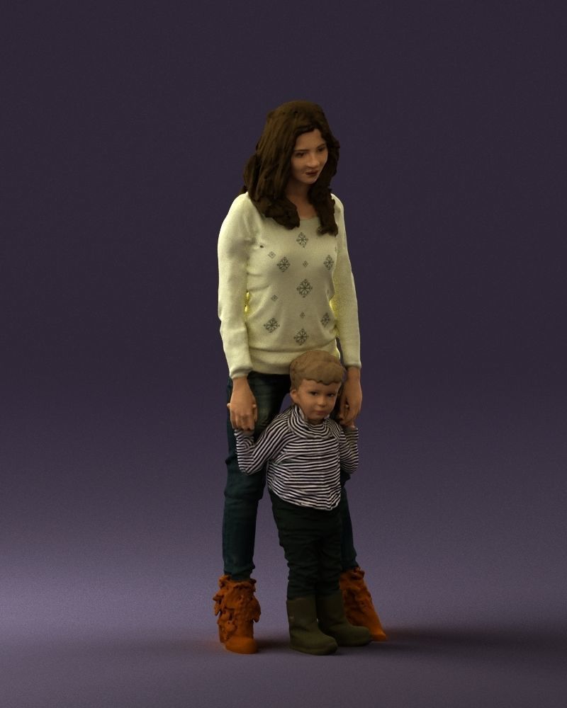 Woman with kid in winter style 0586 3D model_6