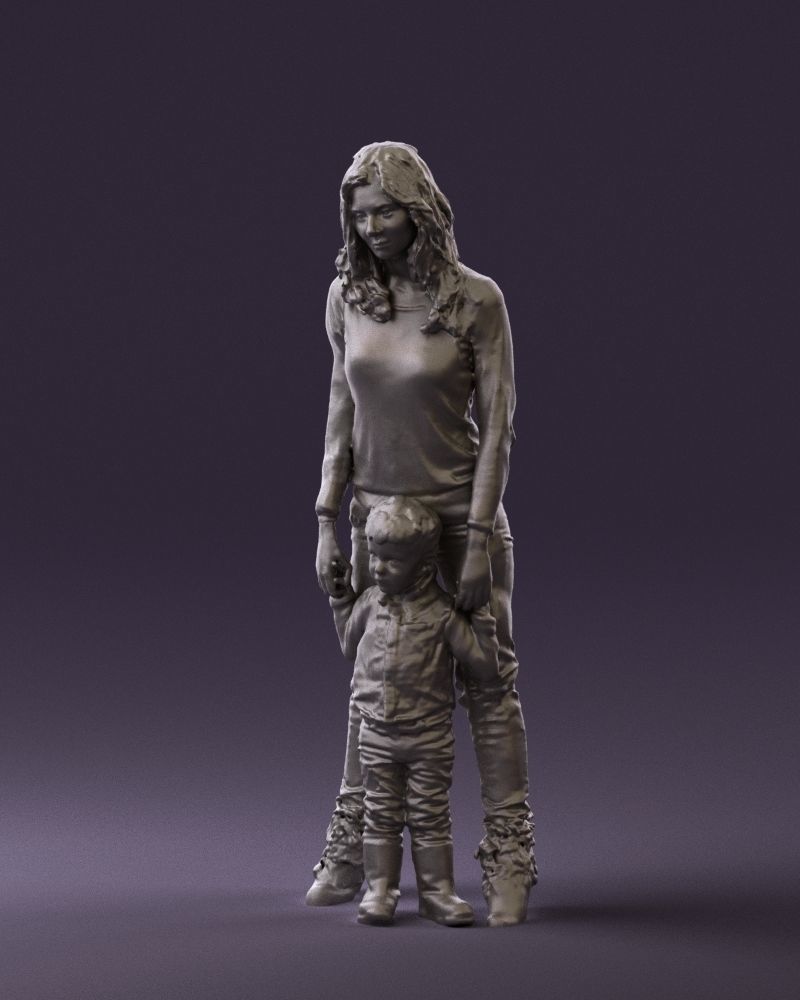 Woman with kid in winter style 0586 3D model_31