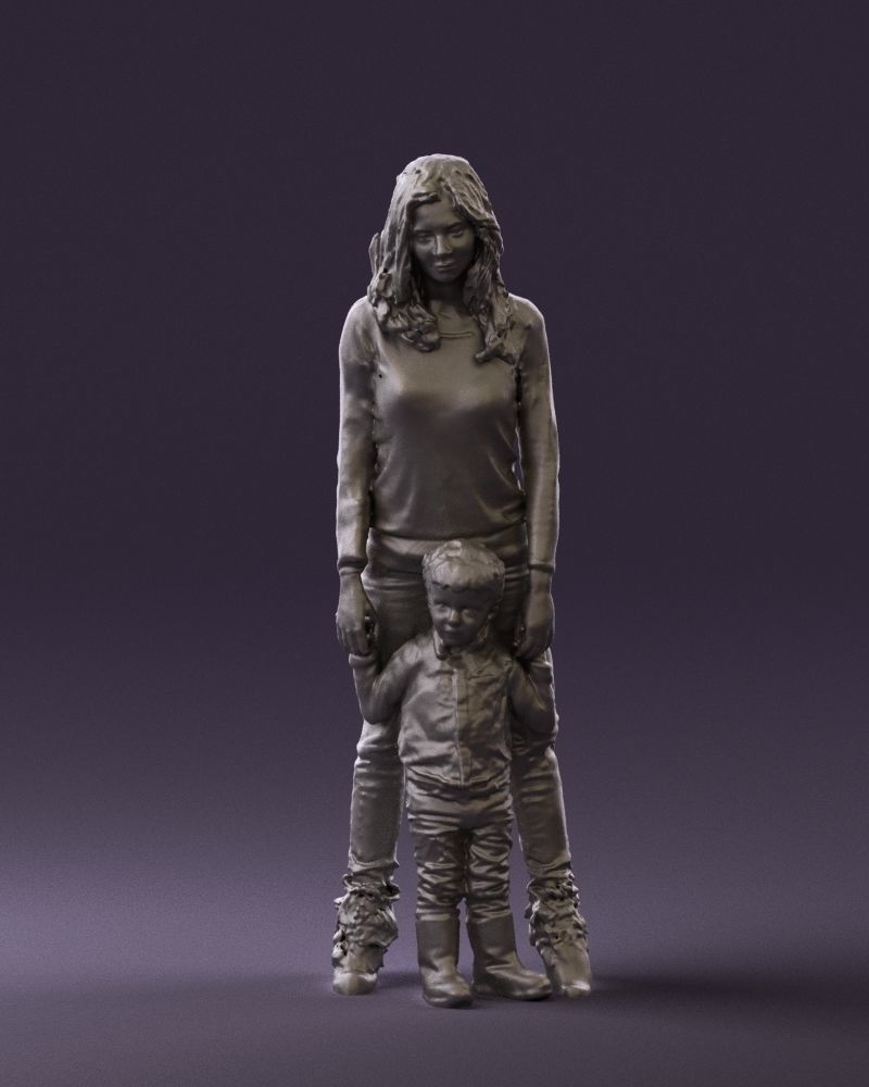 Woman with kid in winter style 0586 3D model_37