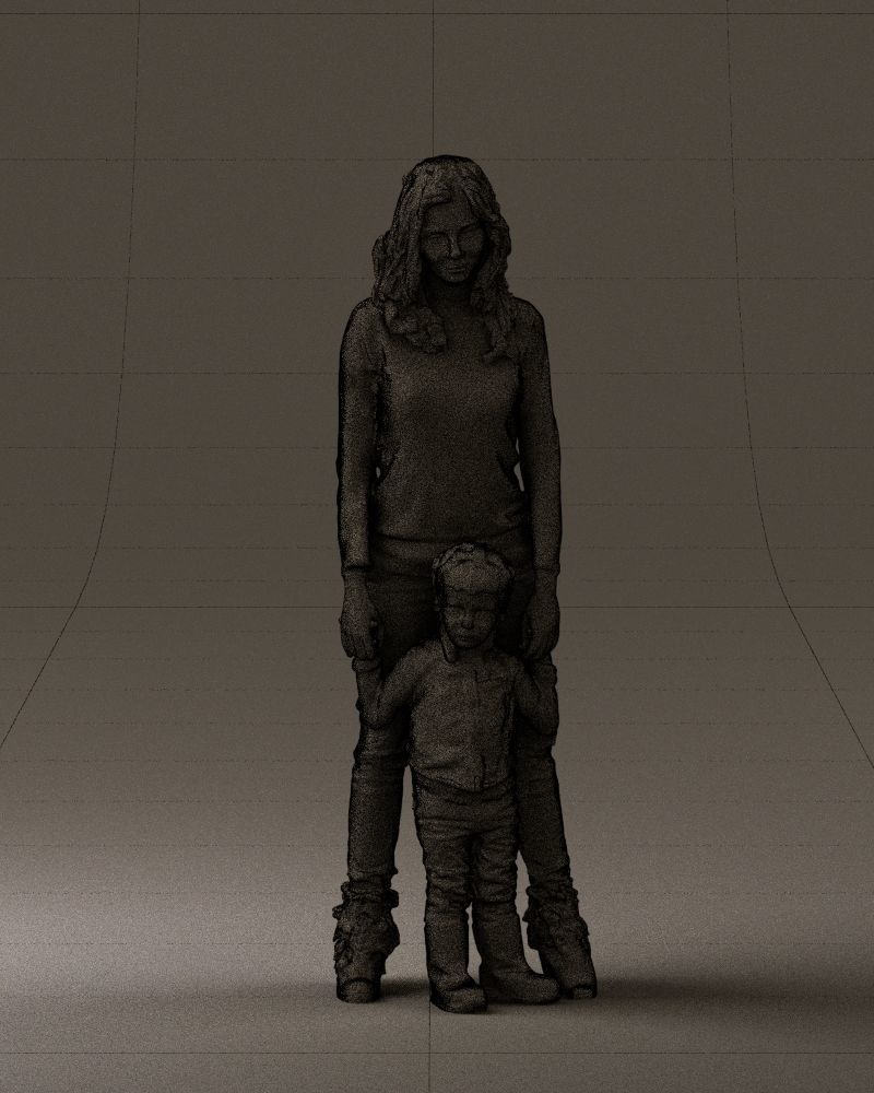 Woman with kid in winter style 0586 3D model_5