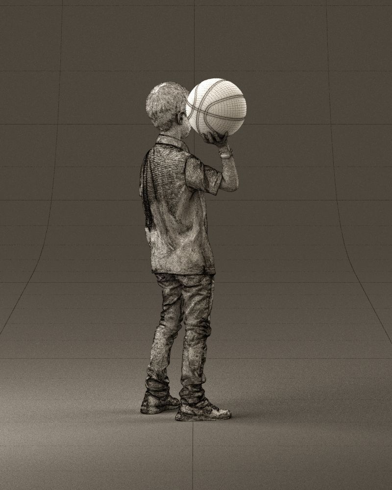 junior boy with basketball ball 1080 3D Print Ready 3D print model_29