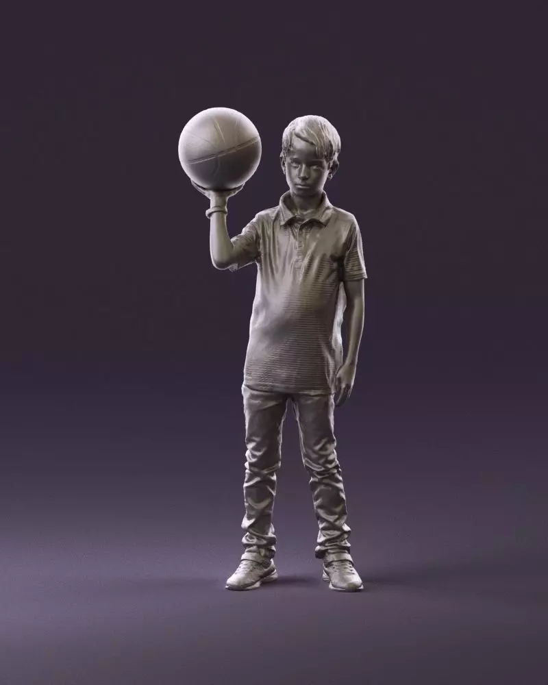 junior boy with basketball ball 1080 3D Print Ready 3D print model_0