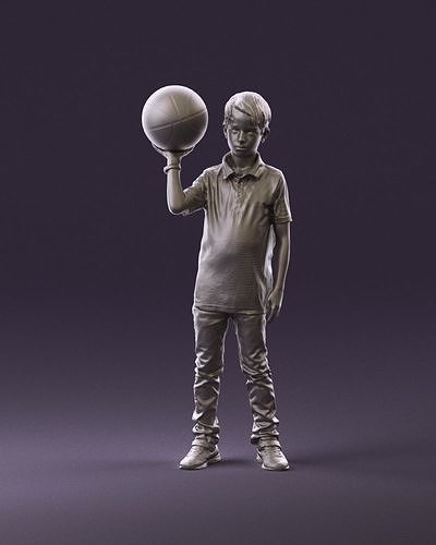 junior boy with basketball ball 1080 3D Print Ready 3D print model