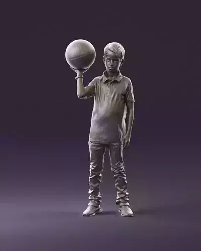 junior boy with basketball ball 1080 3D Print Ready 3D print model