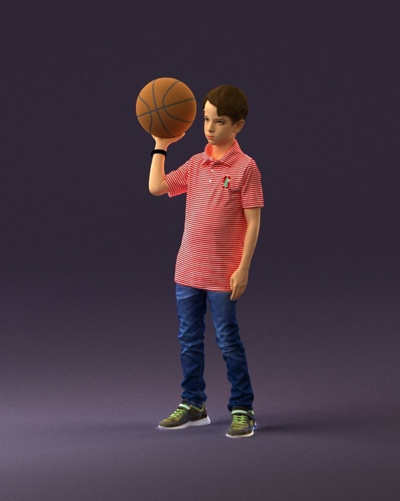 junior boy with basketball ball 1080 3D Print Ready 3D print model_22