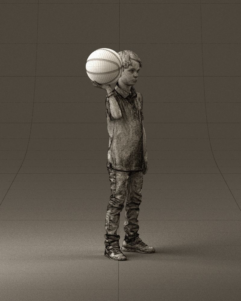junior boy with basketball ball 1080 3D Print Ready 3D print model_27